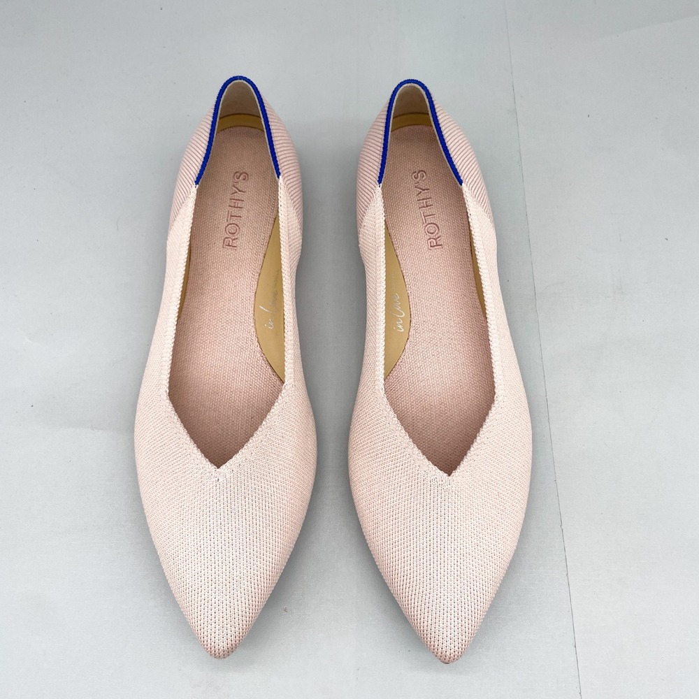Rothys The Point Womens 10.5 Ballet Flats Blush Shell Pink Pointed Toe Knit Shoe